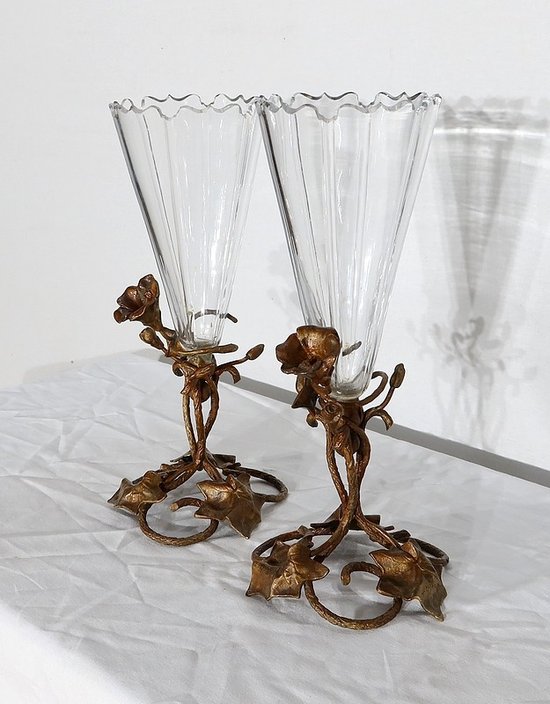 Paire de Vases en Cristal, époque Art Nouveau – 1900