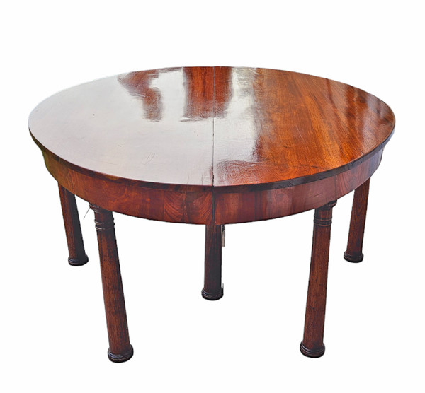 Très Grande Table à Bandeau 8 Pieds Colonne époque Empire