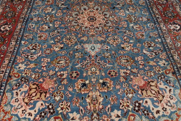 Sumptuous Persian Isfahan rug extra fine wool . mid-20th c. 210 x 55 .