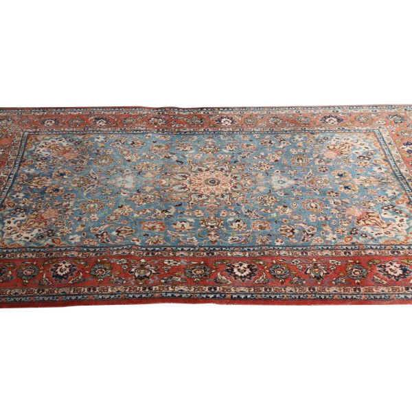 Sumptuous Persian Isfahan rug extra fine wool . mid-20th c. 210 x 55 .