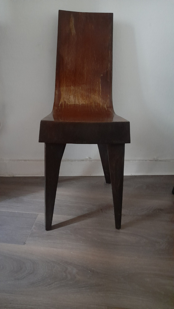 Paire de chaises métal  par Morisset Pascal circa 80/90