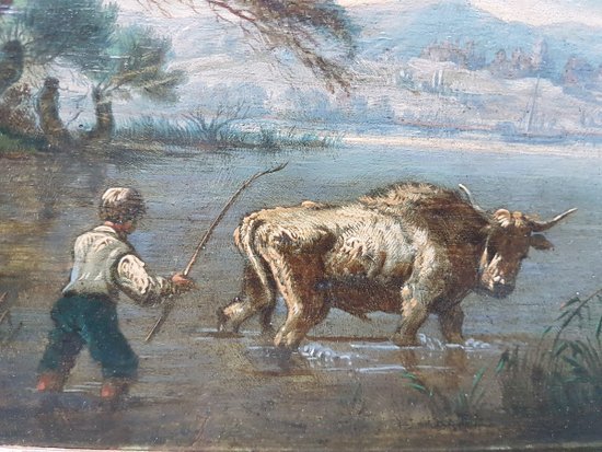 Johann Melchior ROOS (zugeschrieben) - Hirte, der einen Stier über den Fluss führt