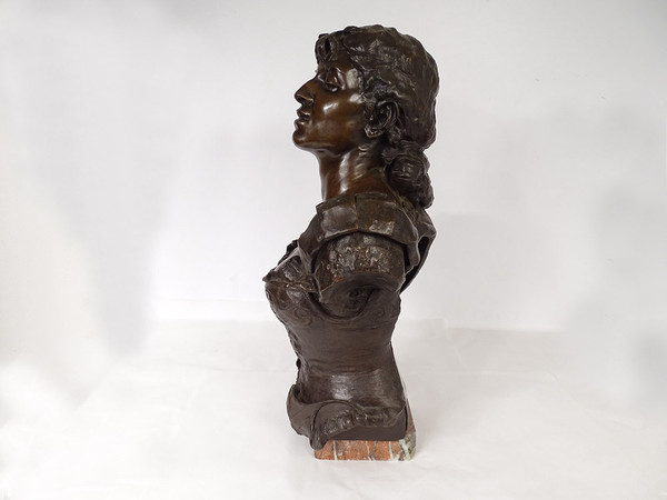 Scultura in bronzo Georges Van Der Straeten Busto di donna Belle Epoque Paris XIXè