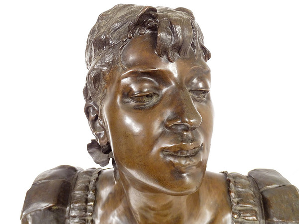 Scultura in bronzo Georges Van Der Straeten Busto di donna Belle Epoque Paris XIXè