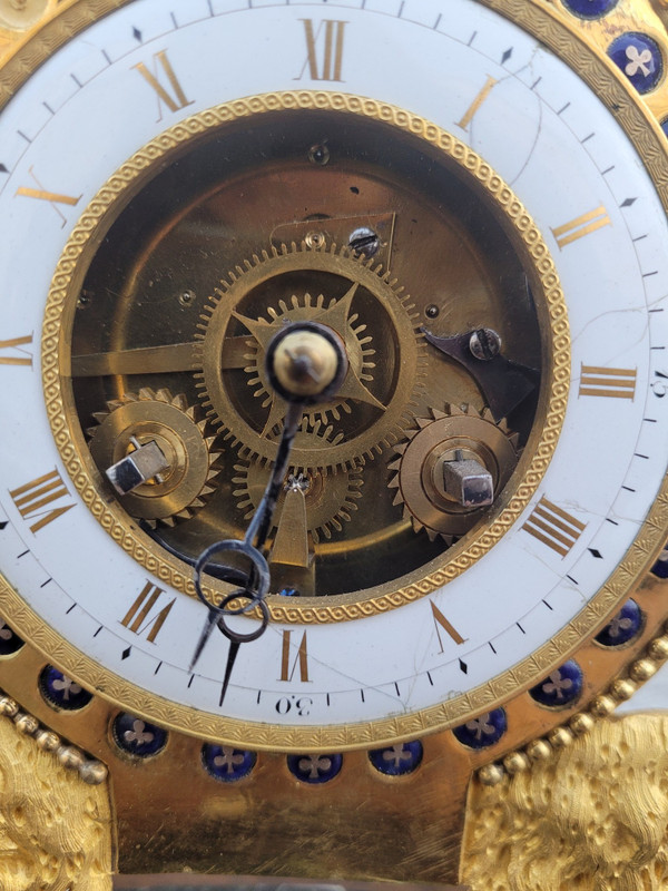 Gilt and enamelled bronze clock, 18th century period