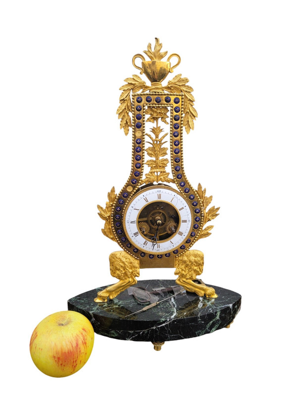 Gilt and enamelled bronze clock, 18th century period