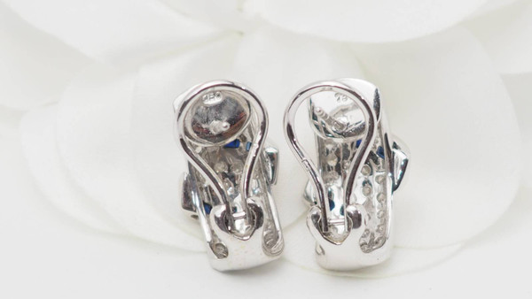 White gold, sapphire and diamond earrings