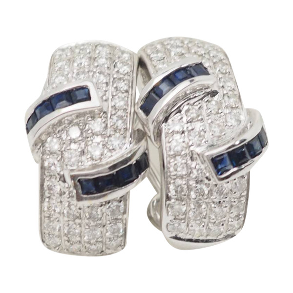 White gold, sapphire and diamond earrings