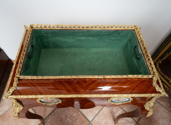 French Napoleon III Jardiniere With Sèvres Porcelain Plaques 19th Century