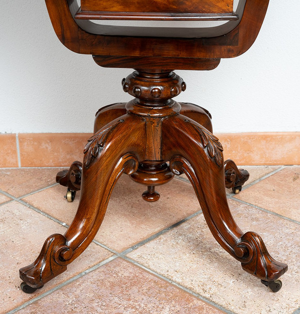 Antique Walnut Root Work Table. England 19th Century.