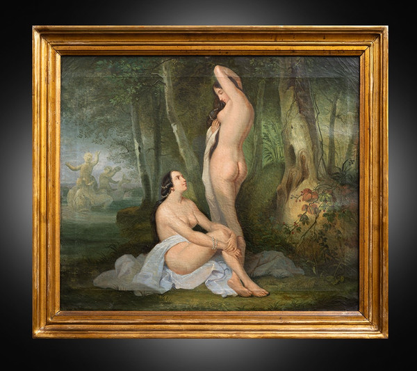 Pair of Antique French Paintings from the Early 19th Century.