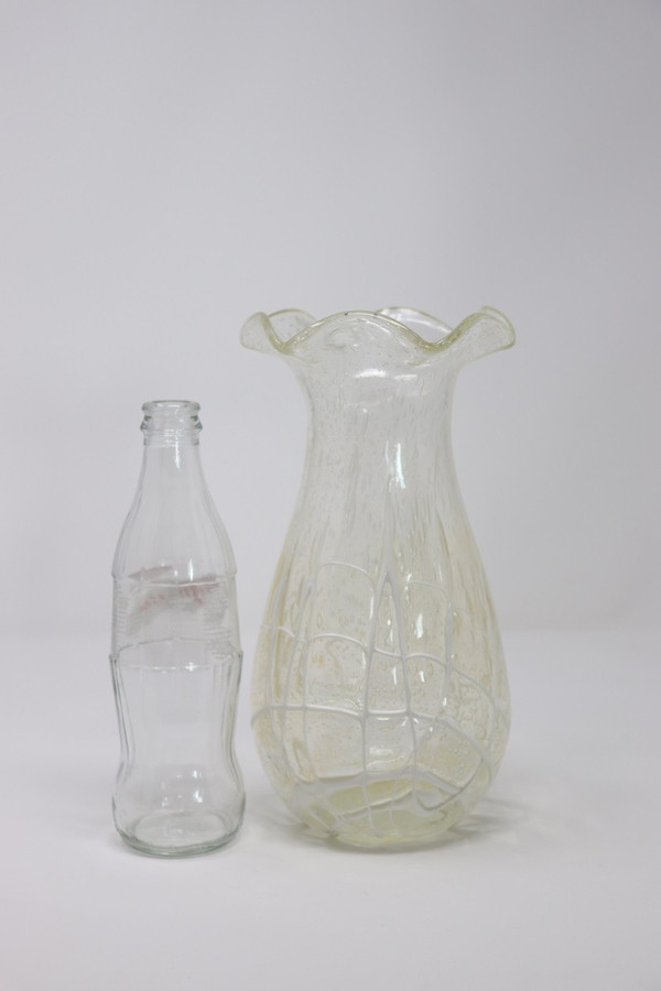 vase en verre transparent, Murano Italia 1980