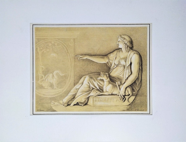 Fidelitas Allegorical Lithograph By Johann Nepomuk Strixner 19th Century Old Print