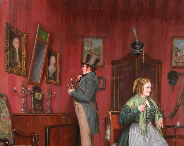 Fritz STEINMETZ-NORIS 1860-1923 Couple in an interior, painting, circa 1890