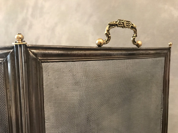 Antique iron fireplace screen from the 19th century