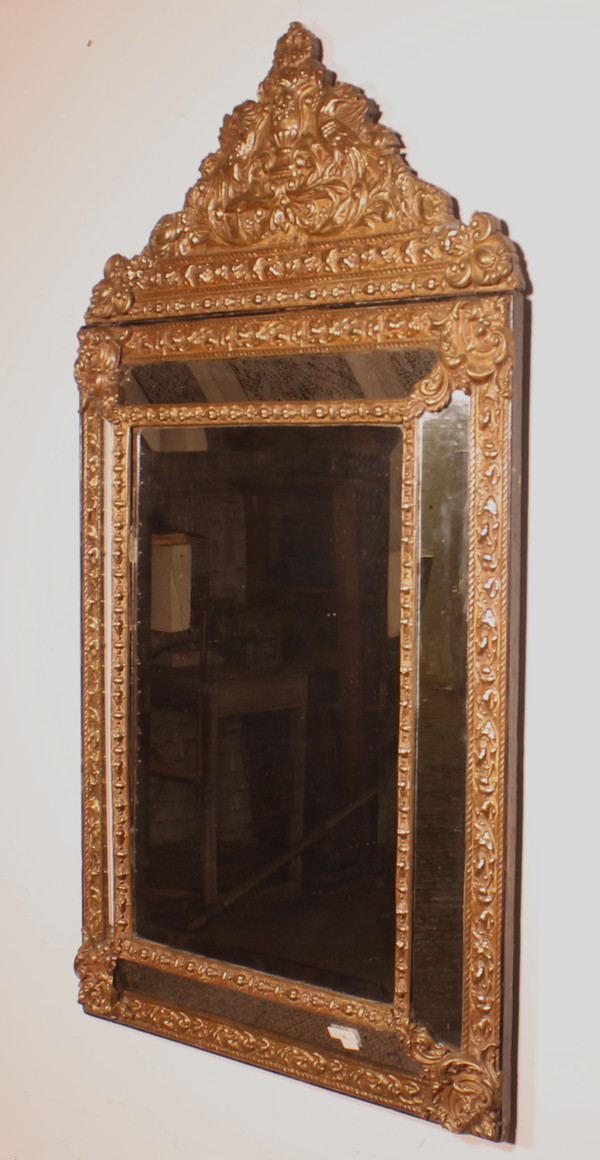 Pareclose Mirror With Sculpted Coper From The 19th Century From France