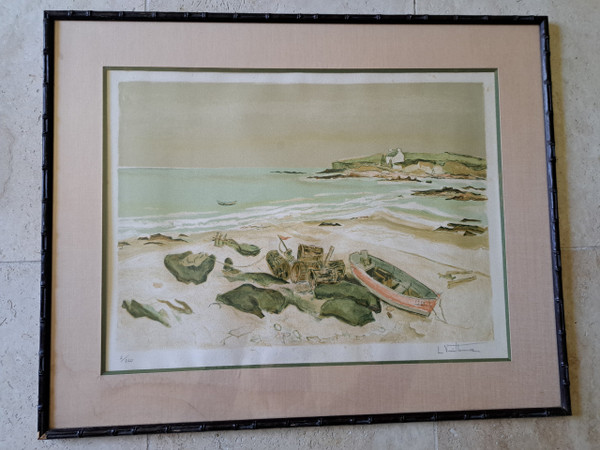 Louis Vuillermoz , Côte Bretonne , Corcarneau , Lithographie , XX°. 