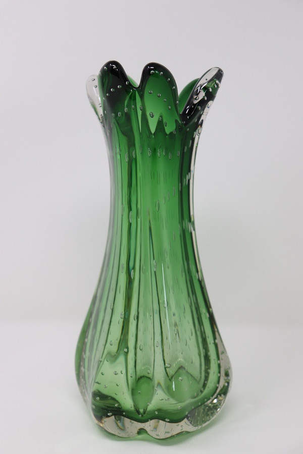 Emerald Green Murano Vase, Italy 1960s