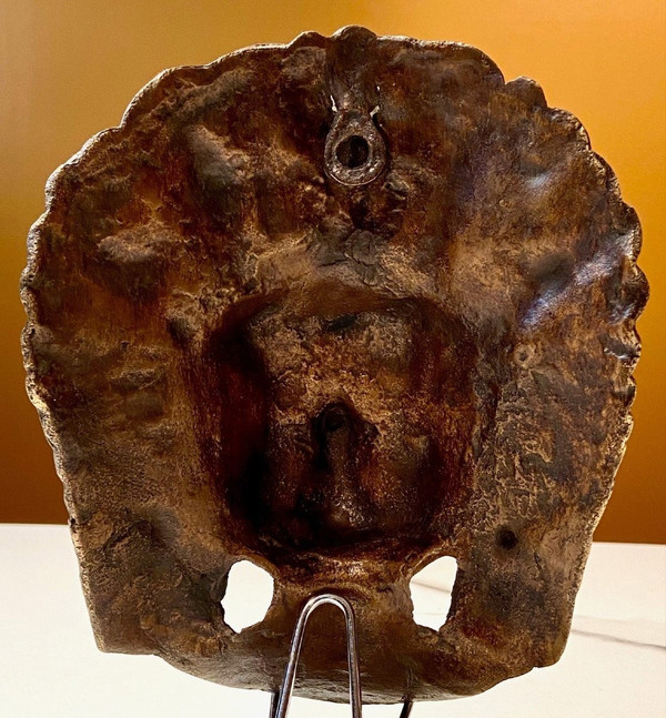 Nepal, First Half of the 20th Century, Bronze Mask of Durga in Her Wrathful Form.