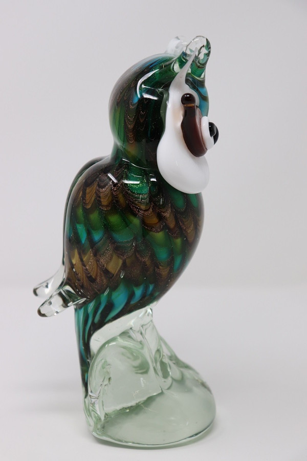 sculpture de hibou en verre de Murano