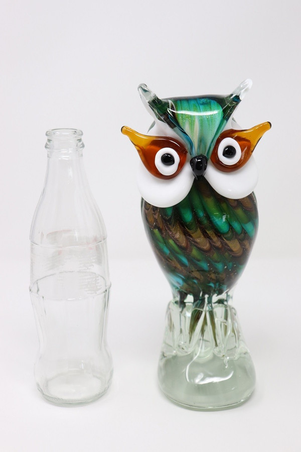 sculpture de hibou en verre de Murano