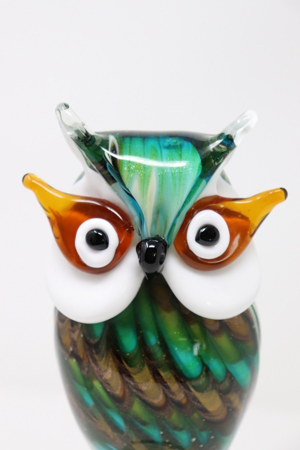 sculpture de hibou en verre de Murano