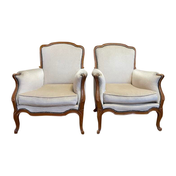 Pair of Louis XV style armchairs - bergères