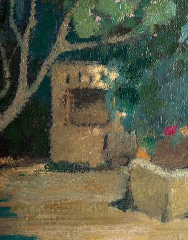 Lucien Adrion (1889-1953) - oil on canvas circa 1920-1930 - A terrace on the Mediterranean 