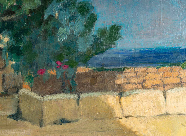 Lucien Adrion (1889-1953) - oil on canvas circa 1920-1930 - A terrace on the Mediterranean 