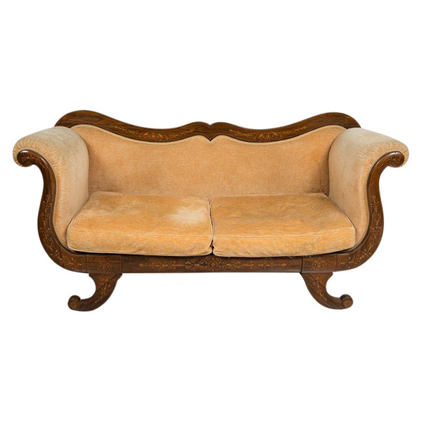 Antique French Charles X sofa, Early 19th century.