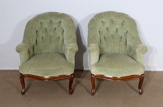  Pair of so-called Crapaud armchairs, Napoleon III period - Mid-19th century