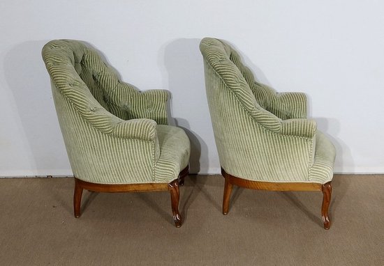  Pair of so-called Crapaud armchairs, Napoleon III period - Mid-19th century