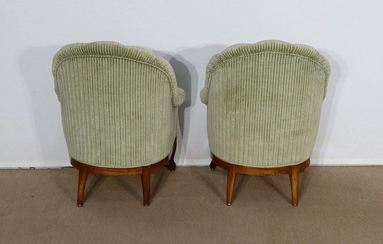  Pair of so-called Crapaud armchairs, Napoleon III period - Mid-19th century