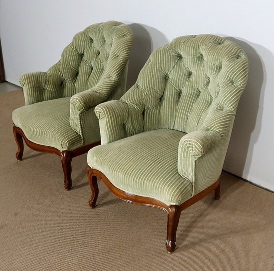  Pair of so-called Crapaud armchairs, Napoleon III period - Mid-19th century