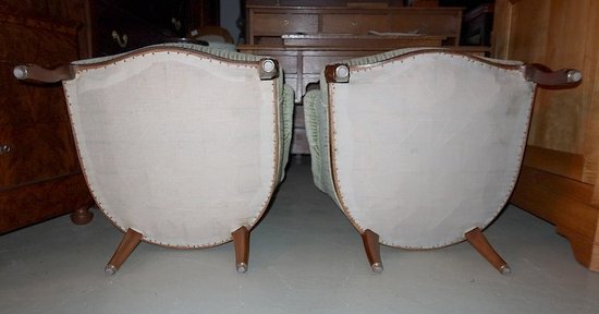  Pair of so-called Crapaud armchairs, Napoleon III period - Mid-19th century