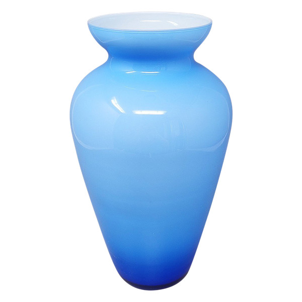 1960s Astonishing Blue Jackated Vase in Murano Glass. Made in Italy