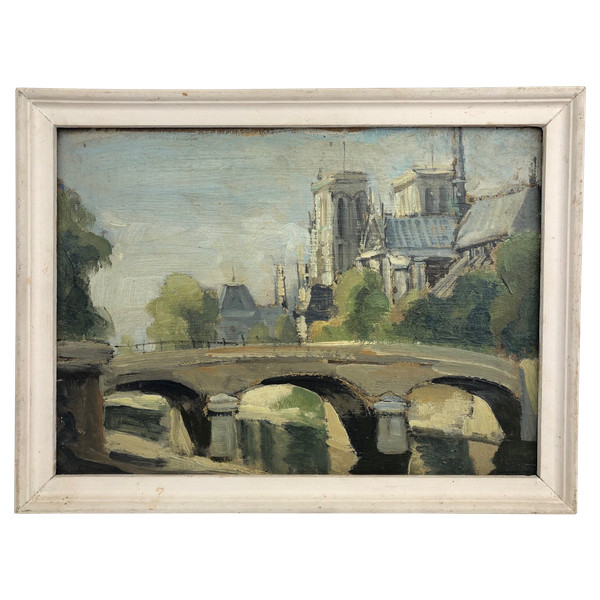 Vintage painting "Notre Dame de Paris"