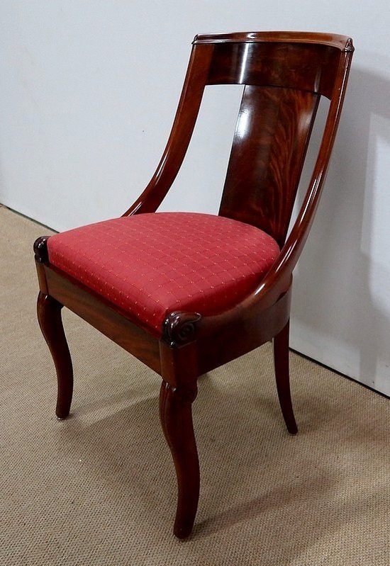  Suite of four Mahogany Gondola Chairs, Restoration period - 1st part of the 19th century