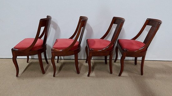  Suite of four Mahogany Gondola Chairs, Restoration period - 1st part of the 19th century