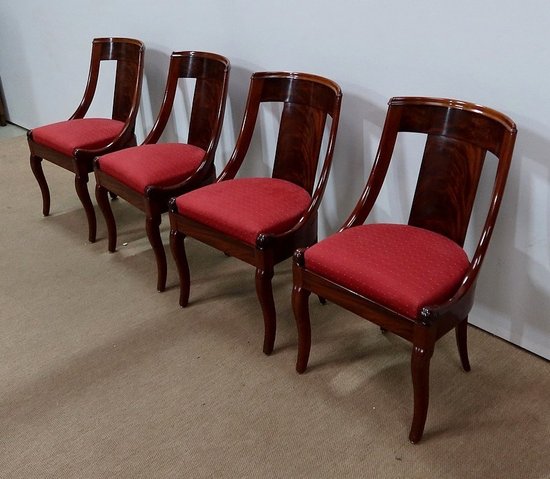  Suite of four Mahogany Gondola Chairs, Restoration period - 1st part of the 19th century