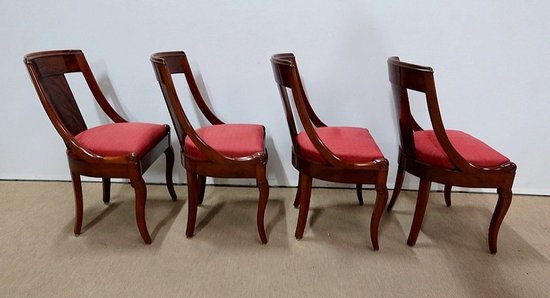  Suite of four Mahogany Gondola Chairs, Restoration period - 1st part of the 19th century