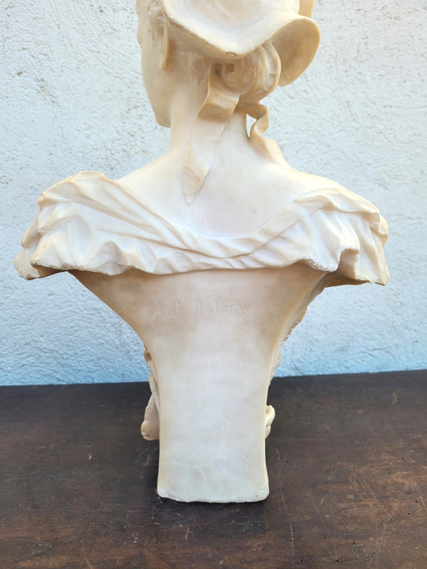 Ant Nelson, Bust of a Woman, Alabaster, Late 19th Century