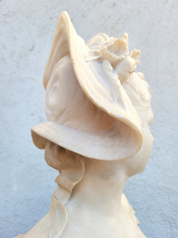 Ant Nelson, Bust of a Woman, Alabaster, Late 19th Century