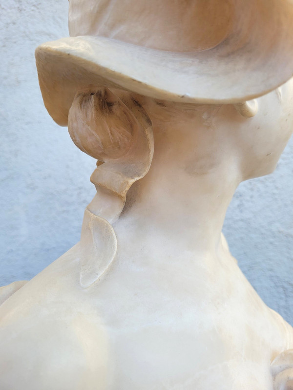 Ant Nelson, Bust of a Woman, Alabaster, Late 19th Century