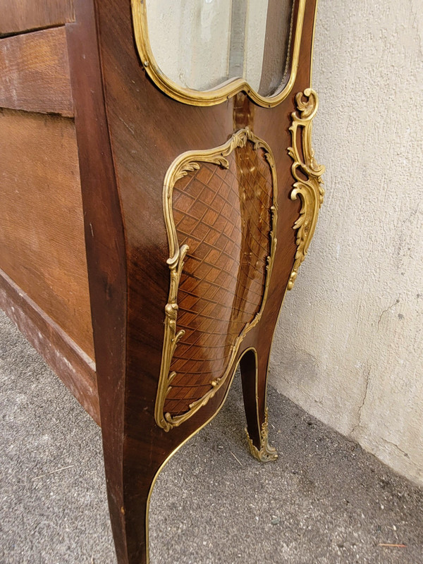 Vitrine Galbée En Marqueterie Et Bronze, Napoléon III, XIXème Siècle