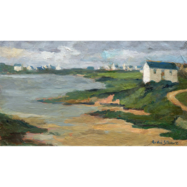 André STRAUSS, Low tide at Pont-Lorois in Morbihan