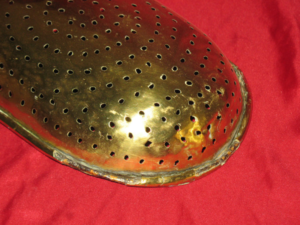 18th century brass curd strainer