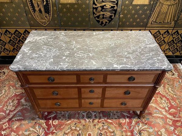 Louis XVI period chest of drawers in walnut and cherry wood Restored