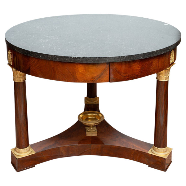 Antique Empire Table in Mahogany Feather France 19th Century.