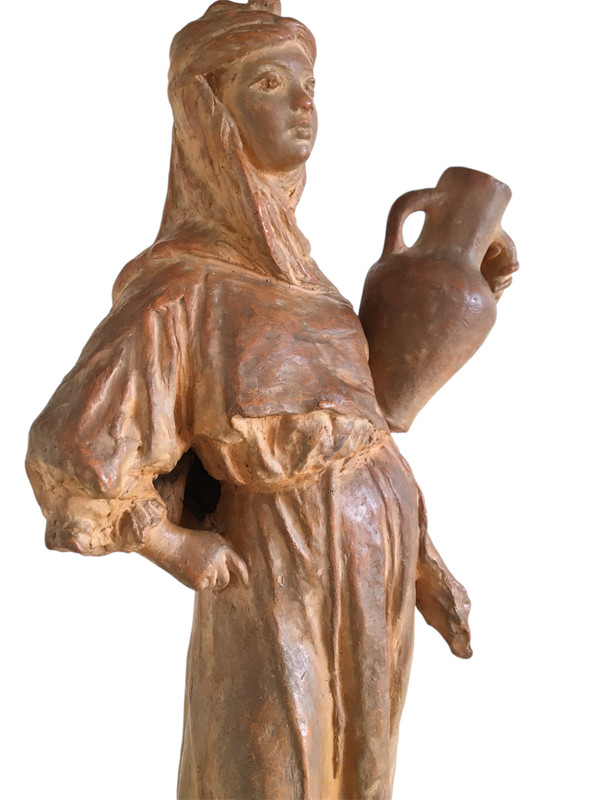 Terracotta sculpture, Orientalist Woman, by Léon Fouquet